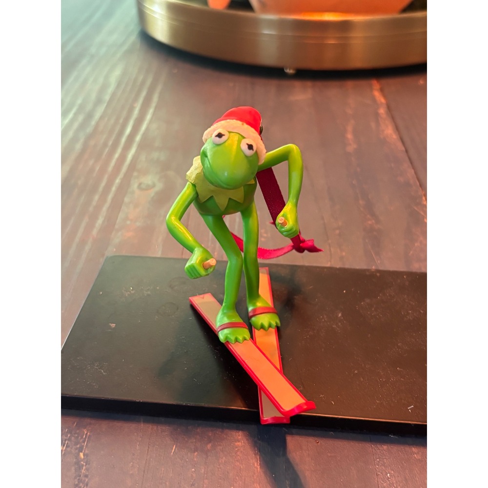 Vintage Kermit the Frog Skiing Christmas Ornament Santa Hat Muppets Henson